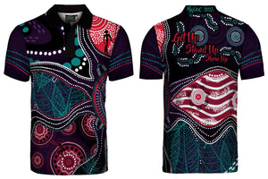 NAIDOC 2022, 'GET UP, STAND UP, SHOW UP - POLO SHIRT - DESIGN 2 TEAL/RED'