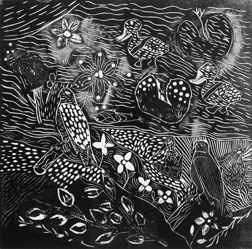 Dorothy Edwards, 'Freshwater Lagoon', Linocut print on paper, 29.5 x 30cm