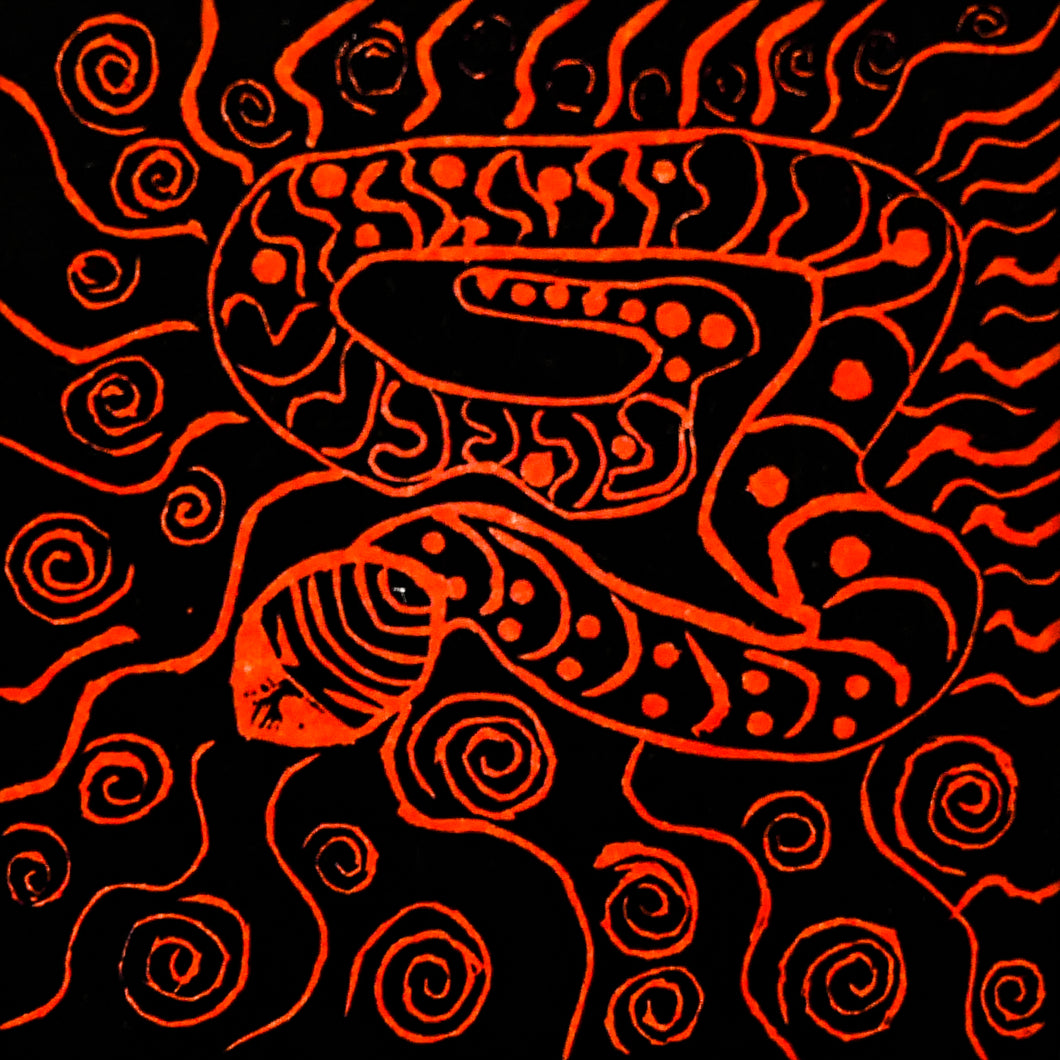 Dorothy Edwards, 'Swamp Python', Linocut print on paper, 15 x 15cm