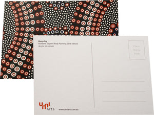 A postcard design by Indigenous artist Remy Fry titled Bala Wungarr Eel
